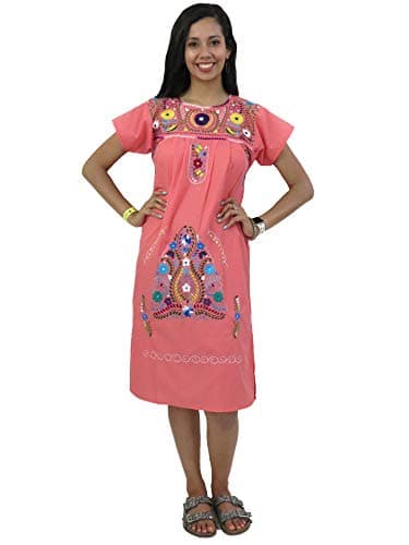 Leos Imports Hand Embroidered Mexican Dress Puebla