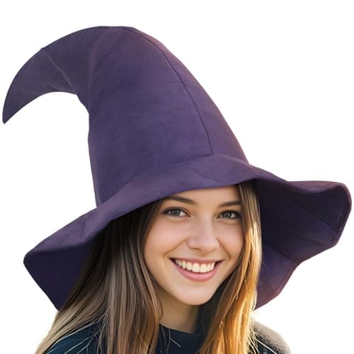 Black Witch Hat for Adults: Halloween Sorcerer Accessories