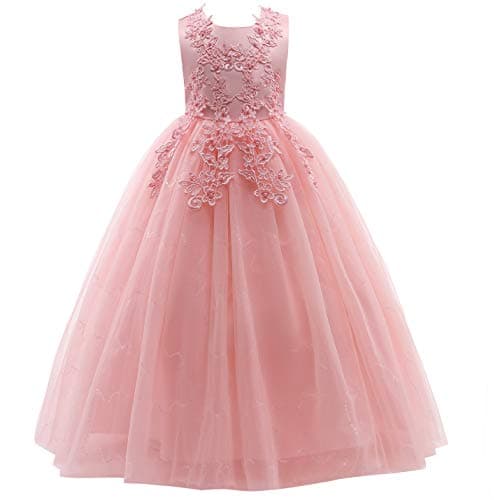 Weileenice Little/Big Girls Lace Bridesmaid Dress