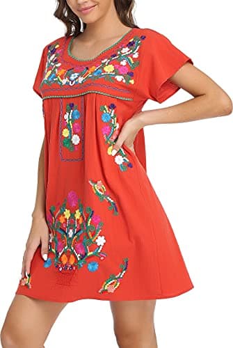 Mexican Embroidered Dress for Women
