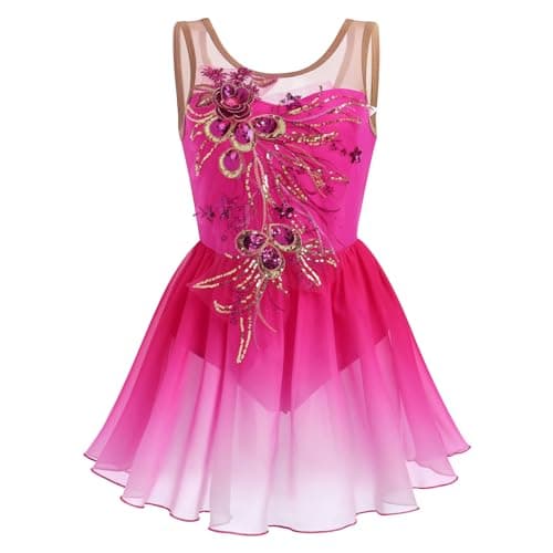 ODASDO Women's Ice Skating Ballet Dance Leotard with Sequin Embroidery