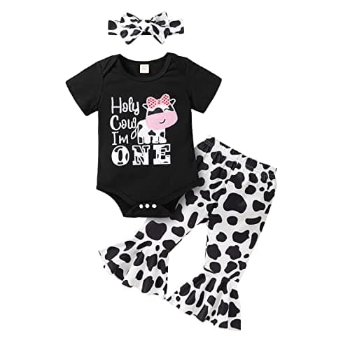 YOUNGER TREE Baby Girl 1st Birthday Outfit Romper & Flared Pants