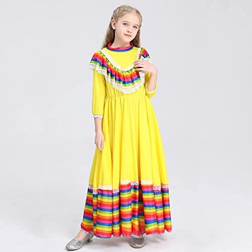 NLZI Traditional Mexican Senorita Dress for Girls Festivals Halloween