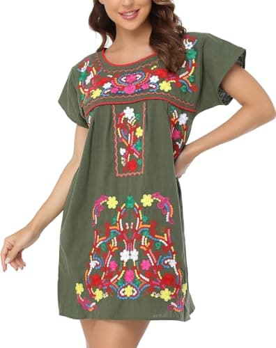 Mexican Embroidered Dress for Women