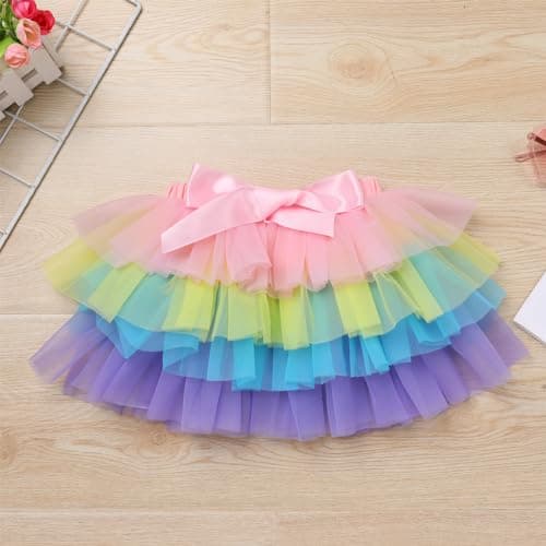 ODASDO Boho Rainbow Birthday Cake Smash Outfit for Baby Girls