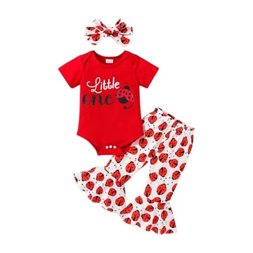 YOUNGER TREE Baby Girl 1st Birthday Outfit Romper & Flared Pants