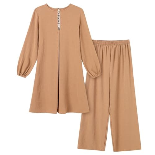 ODIZLI Women's Muslim Abaya Dress & Pants Set
