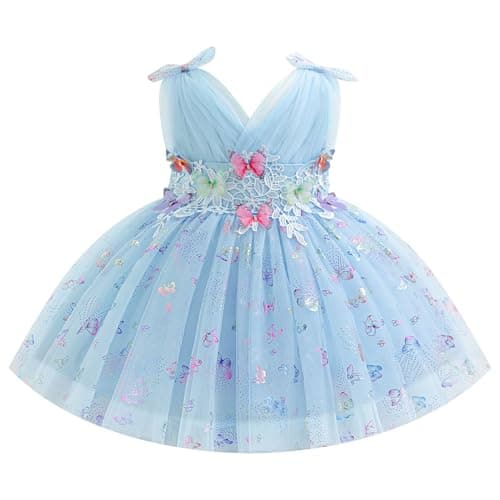 IDOPIP Shiny Butterfly Tutu Dress for Toddler Girls Birthday Parties