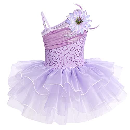 Girls' Ballet Leotard with Tutu Dress and Flower Brooch - Ages 3-10