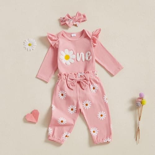 Cevoerf Baby Girl Daisy Theme Birthday Outfit Set