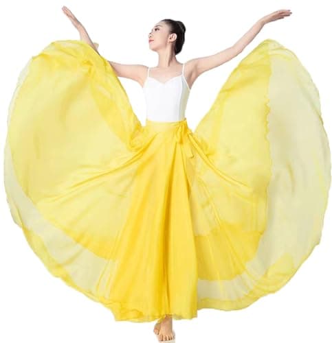 TLMNU Women's Gradient Chiffon Long Swing Skirt for Modern Ballet Performance
