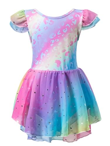 Tutu.kk Girls Sparkly Ballet Leotard with Skirted Toddler Dance Outfit