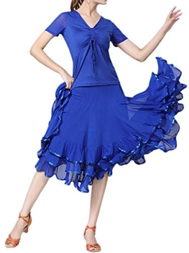 CISMARK Elegant Ballroom and Latin Flamenco Dance Skirt for Women