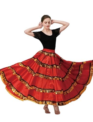 Spanish Folkloric Mexican Flamenco Bomba y Plena Twirling Skirt