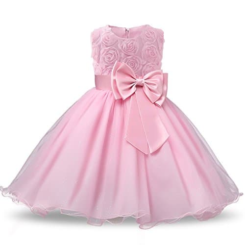 NNJXD Girl 3D Flower Lace Sleeveless Holiday Tutu Dresses