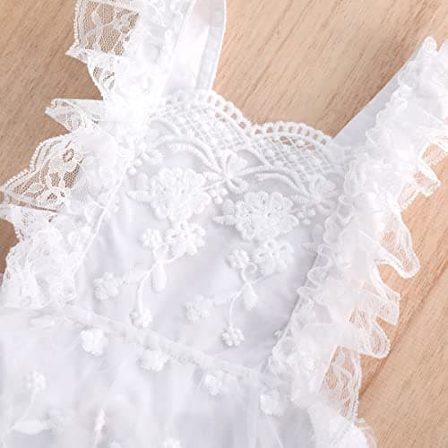 Floral Lace Ruffle Sleeve Backless Baby Girl Romper Dress Outfit
