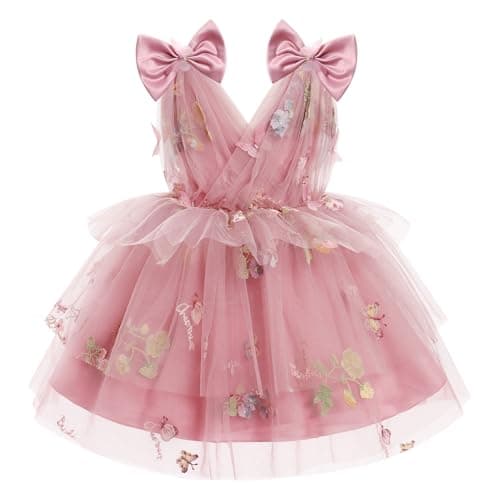 IMEKIS Toddler Girls Rainbow Butterfly Birthday Tutu Dress