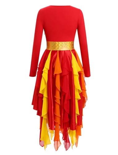 AFAVOM Women's Gold Metallic Praise Dance Dress Liturgical Dancewear