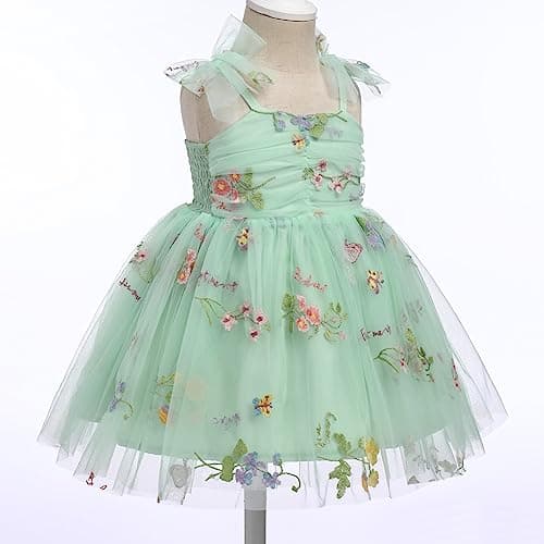 ODOLDI Toddler Girl Tutu Birthday Dress Sleeveless Spaghetti Straps