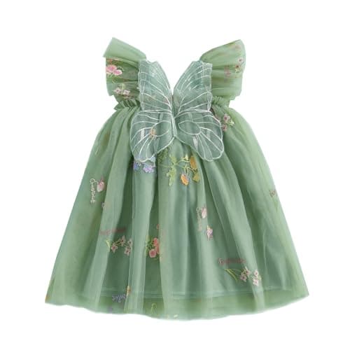 Shibaozi Toddler Flower Butterflies Sleeveless Romper Dress