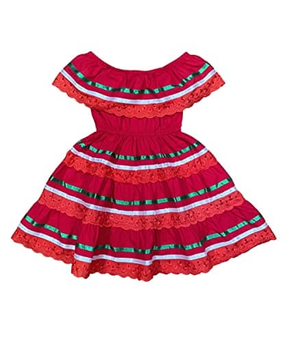 Unik Girl's Traditional Mexican Birthday, Christmas, Cinco de Mayo Cultural Dress Size 2-14
