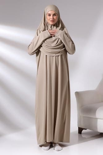 ihvan Online Muslim Women's One-Piece Prayer Dress & Rug & Beads Set