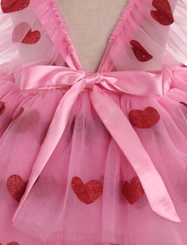 ODASDO Toddler Girl Valentine's Day Love Heart Tutu Romper Dress Set