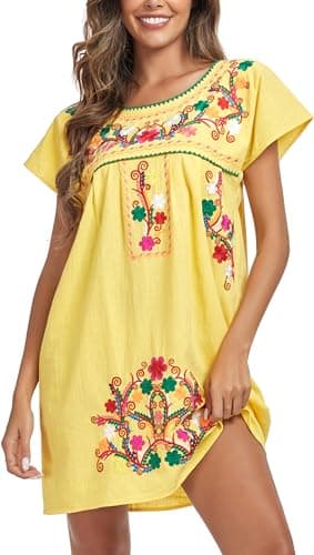 Mexican Embroidered Dress for Women