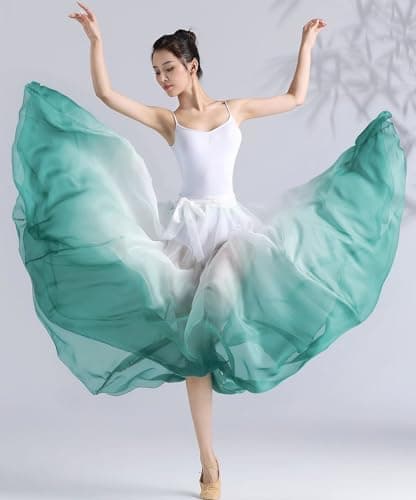 ORIDOOR Graduated Color 35" Lyrical Dance Skirt for Women