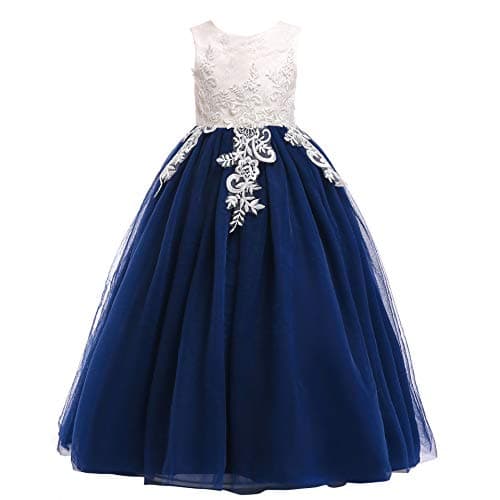 Weileenice Little/Big Girls Lace Bridesmaid Dress