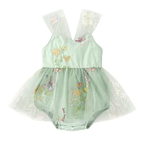 Infant Baby Girl Romper Dress with Flower Embroidery