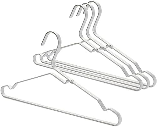 Brabantia Lightweight Black Aluminium Clothes Hangers (Set of 4) - With Extra Grip & Anti-Stretch Design