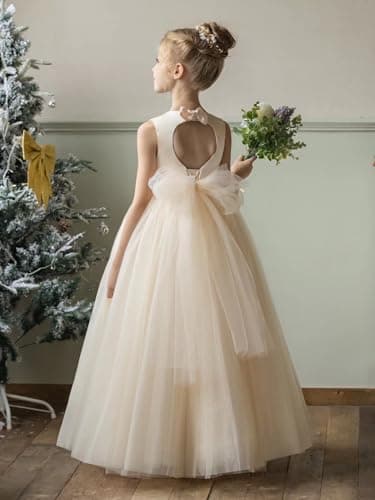 MCieloLuna Flower Girl Satin Tulle Wedding & Communion Dresses