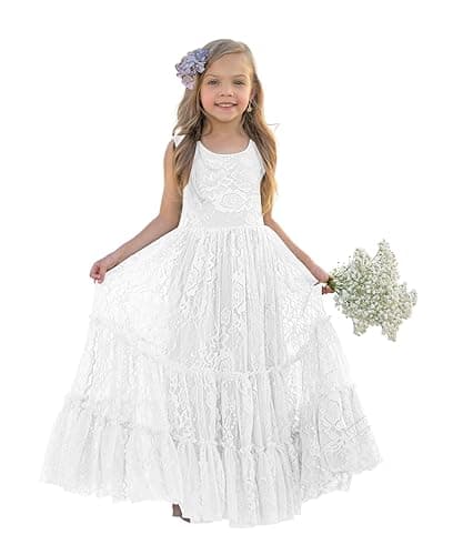 Lace Boho Toddler Girl Dresses for Wedding, Garden Party, Holiday, Communion