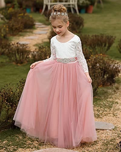 Abaowedding Lace V-Back Flower Girl Dress