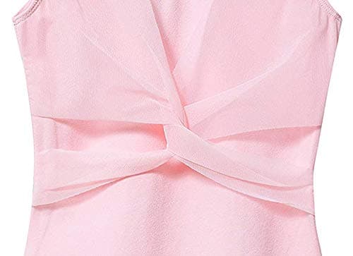 MdnMd Girls' Dance Leotard - Sleeveless Tank Mesh Cross Front