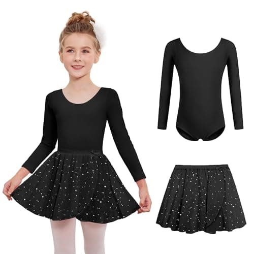 Zaclotre Girls' Long Sleeve Shiny Ballet Leotard Dance Outfit for 3-11Y