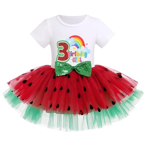 ODASDO Watermelon Birthday Party Dress with Headband for Girls