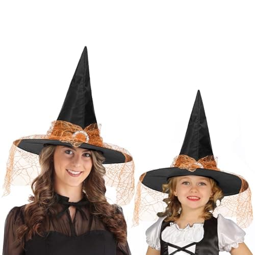Century Star Kids Witch Hat - Halloween Lace Hat for Girls Youth Teens Cosplay