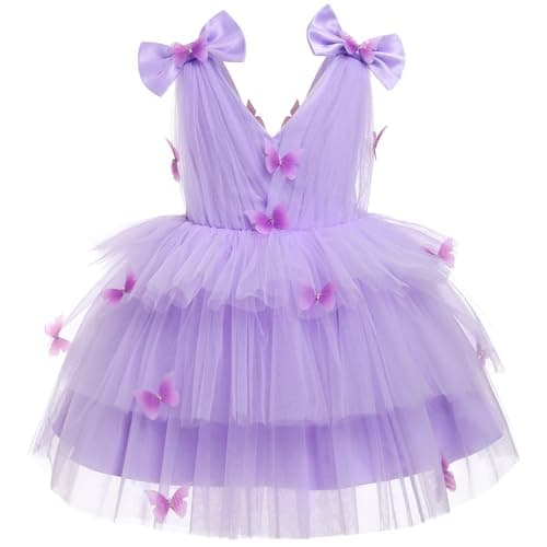 IMEKIS Toddler Girls Rainbow Butterfly Birthday Tutu Dress