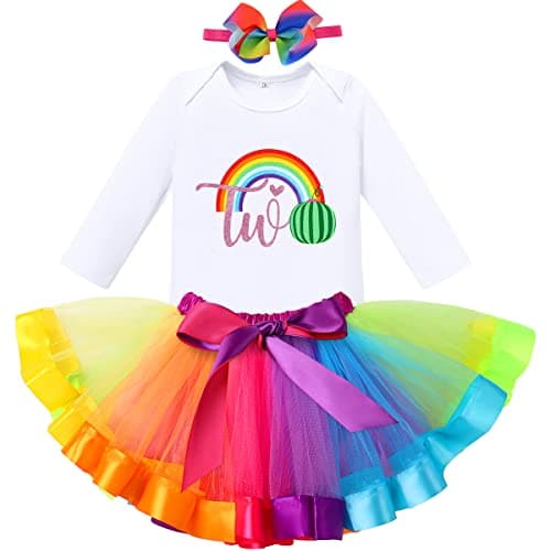 IBTOM CASTLE Watermelon 1st Birthday Rainbow Cake Smash Outfit for Baby Girls