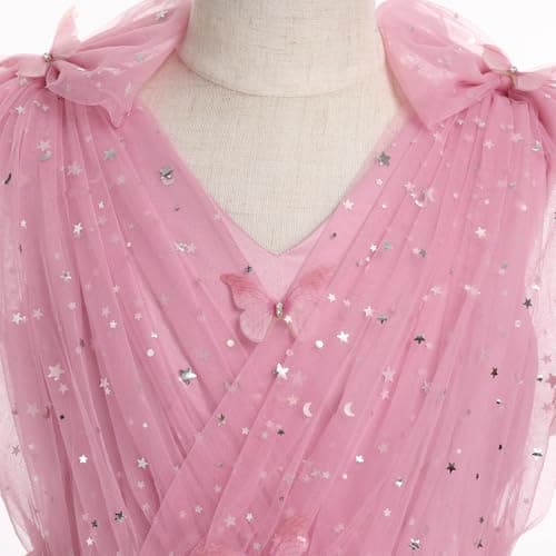 IMEKIS Girls' Butterfly Sparkle Tulle Dress for Weddings and Birthdays 2-10T