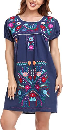 Mexican Embroidered Dress for Women