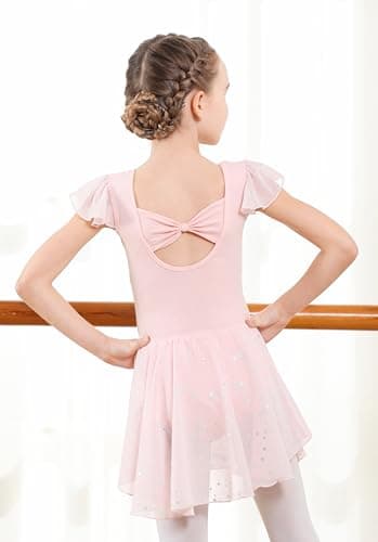 DIPUG Shiny Girls Ballet Leotard with Ruffle Sleeve