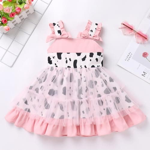Love Heart Strawberry Bunny Printed Princess Party Dress for Toddlers and Kids