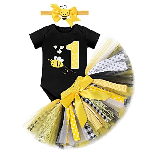 Baby Girl Unicorn Bee Theme Birthday Party Outfit