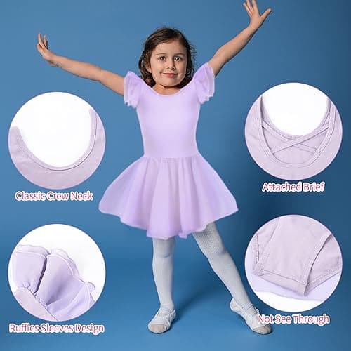 Suhine Girls' Criss Cross Back Dance Leotard & Tutu Skirt Outfit