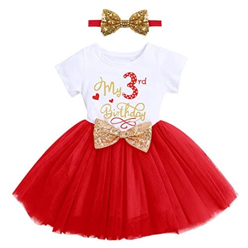 ODASDO Baby Girl 1st/2nd/3rd Birthday Princess Tulle Dress with Headband