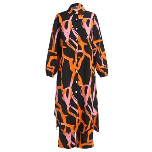IDOPIP Women's Muslim Abaya Set with Pants - Long Sleeve Ramadan Casual Wear