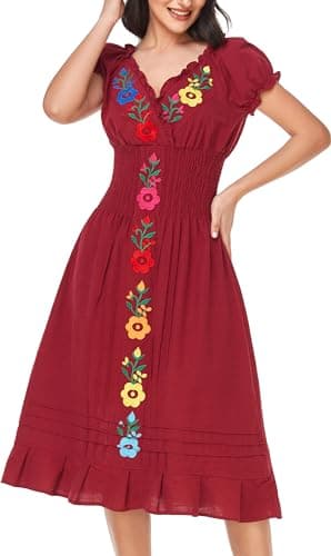 Mexican Embroidered Casual Dress for Women